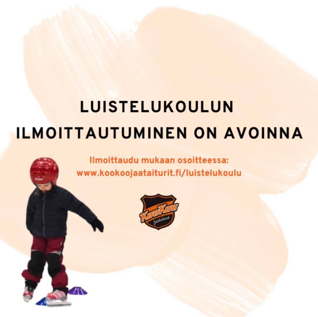 Luistelukoulun ilmoittautuminen on nyt auki.