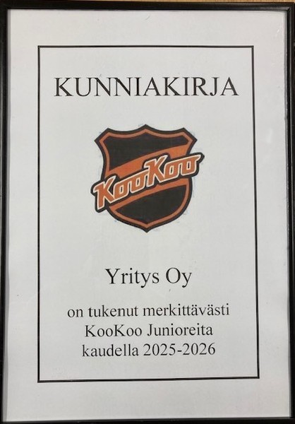 KooKoo Junioreiden Kunniakirja kampanja 25-26.