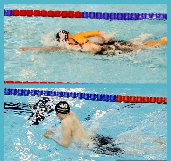 Uinti Populan Riialiina Kiljala ja Torsti Saarela liekeissä uinnin SM-kisoissa Helsingissä