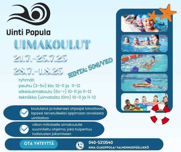 Tervetuloa mukaan Populan uimakouluihin!