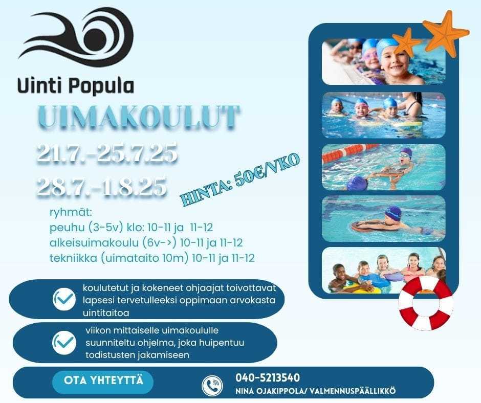 Tervetuloa mukaan Populan uimakouluihin!