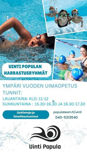 Tervetuloa mukaan Uinti Populan ympärivuotisiin uimakouluryhmiin!