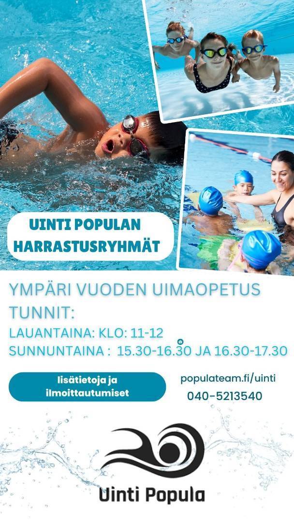 Tervetuloa mukaan Uinti Populan ympärivuotisiin uimakouluryhmiin!