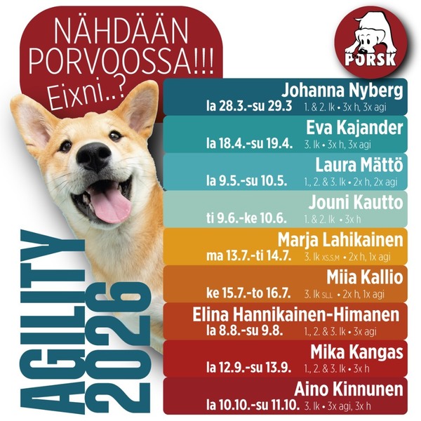 PORSKIN Agilitykilpailut VUONNA 2026