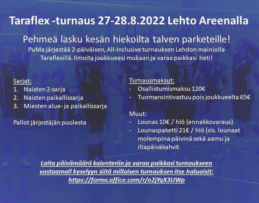 Taraflex -syysturnaus 27.-28.8.2022 Lehto Areenalla