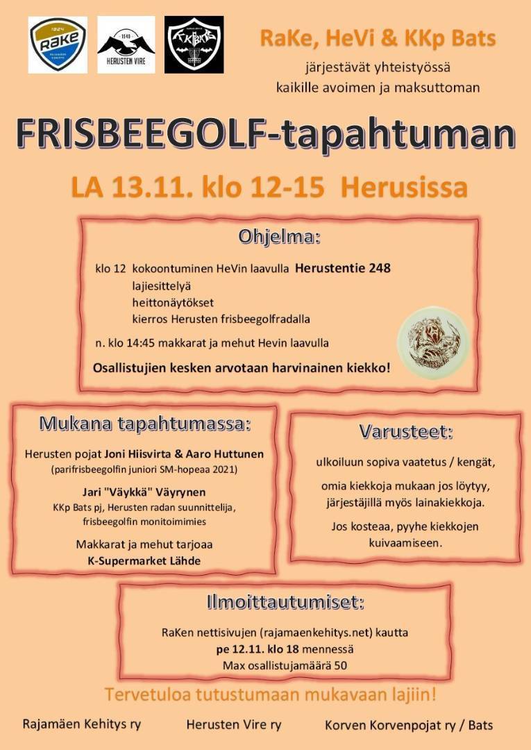 FRISBEEGOLF-tapahtuma la 13.11.2021