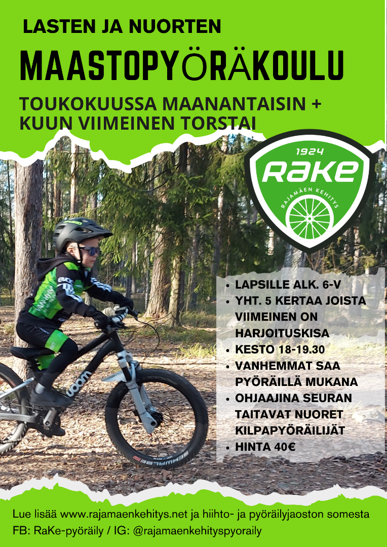 Maastopyöräkoulu toukokuussa 2026