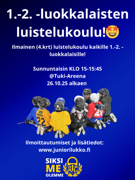 1.-2.-lk maksuton luistelukoulu alkaa 26.10.25!
