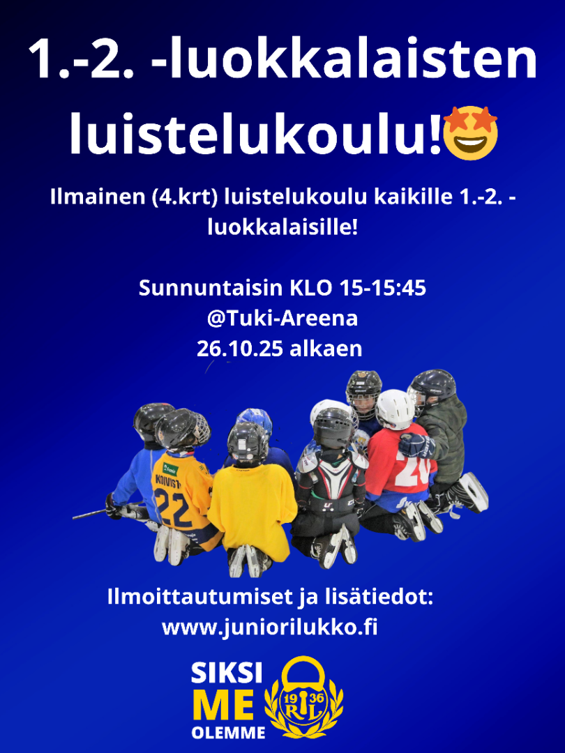1.-2.-lk maksuton luistelukoulu alkaa 26.10.25!