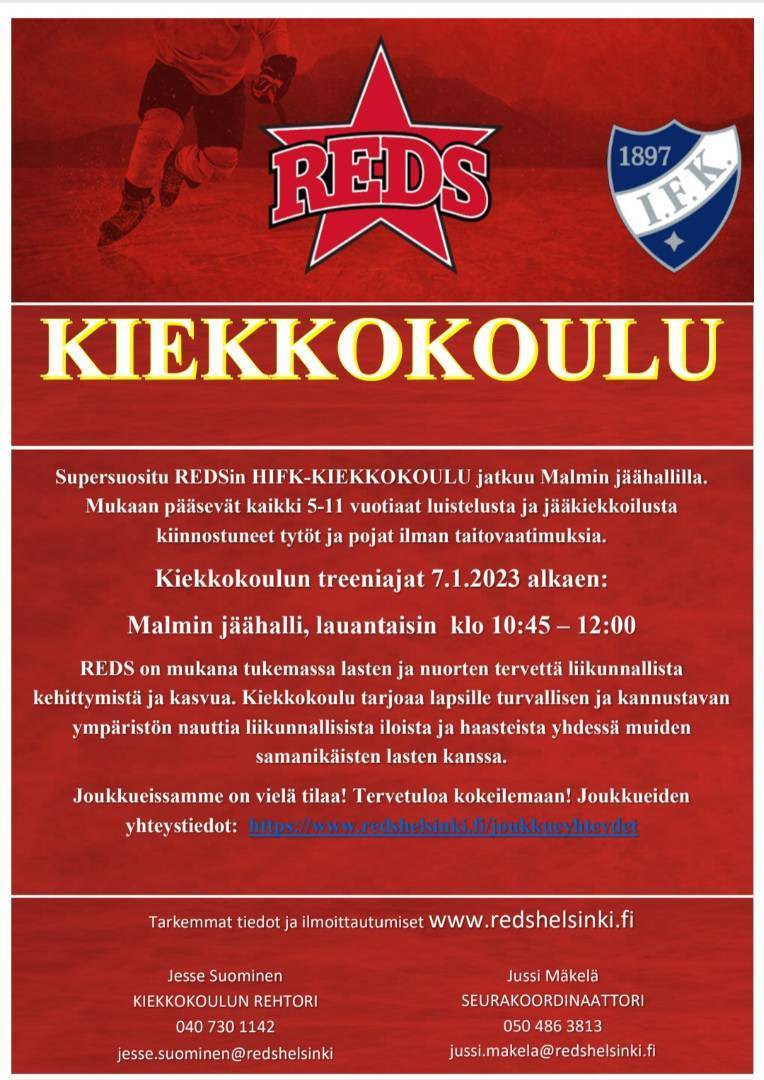 REDS-HIFK kiekkokoulu! Kevätkausi -23