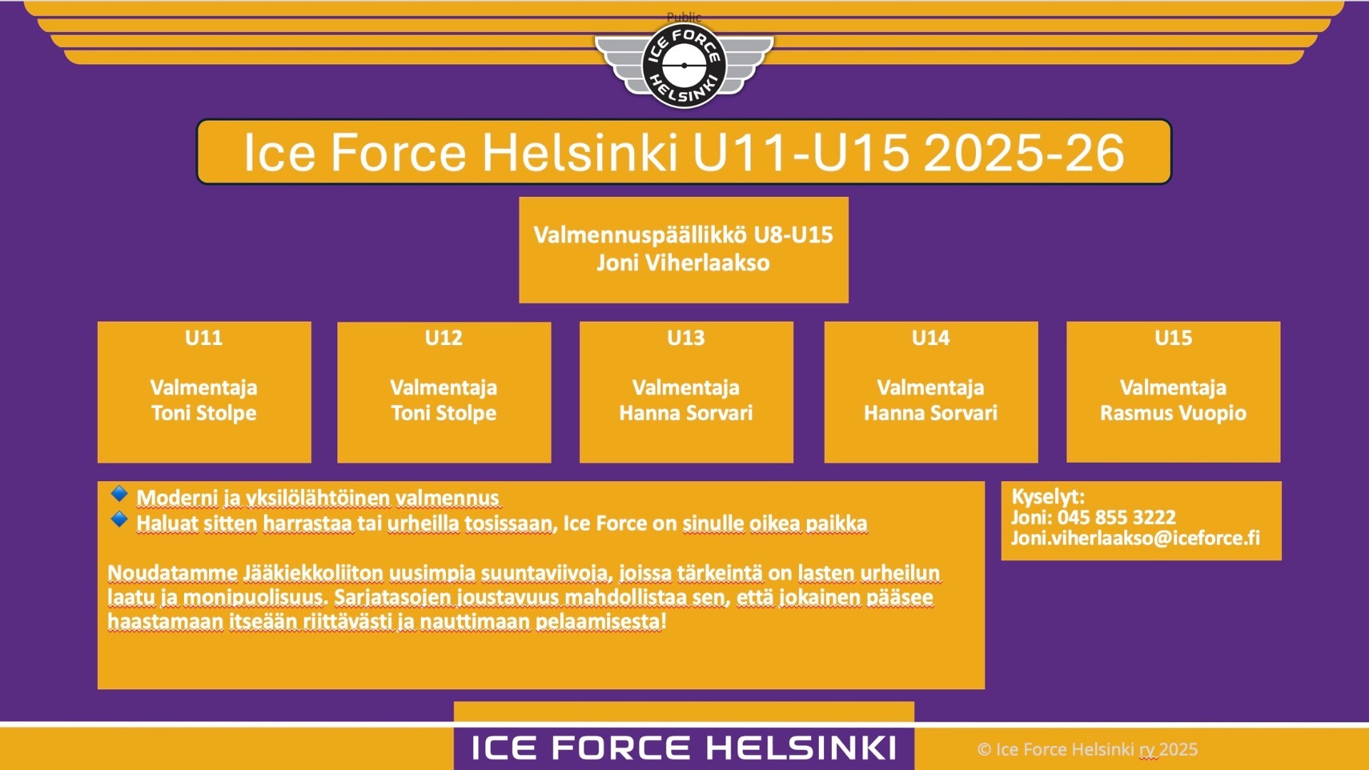 Kauden 2025-26 U11 - U15 joukkuetarjotin
