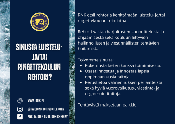 Sinusta luistelu- ja/tai ringettekoulun rehtori?