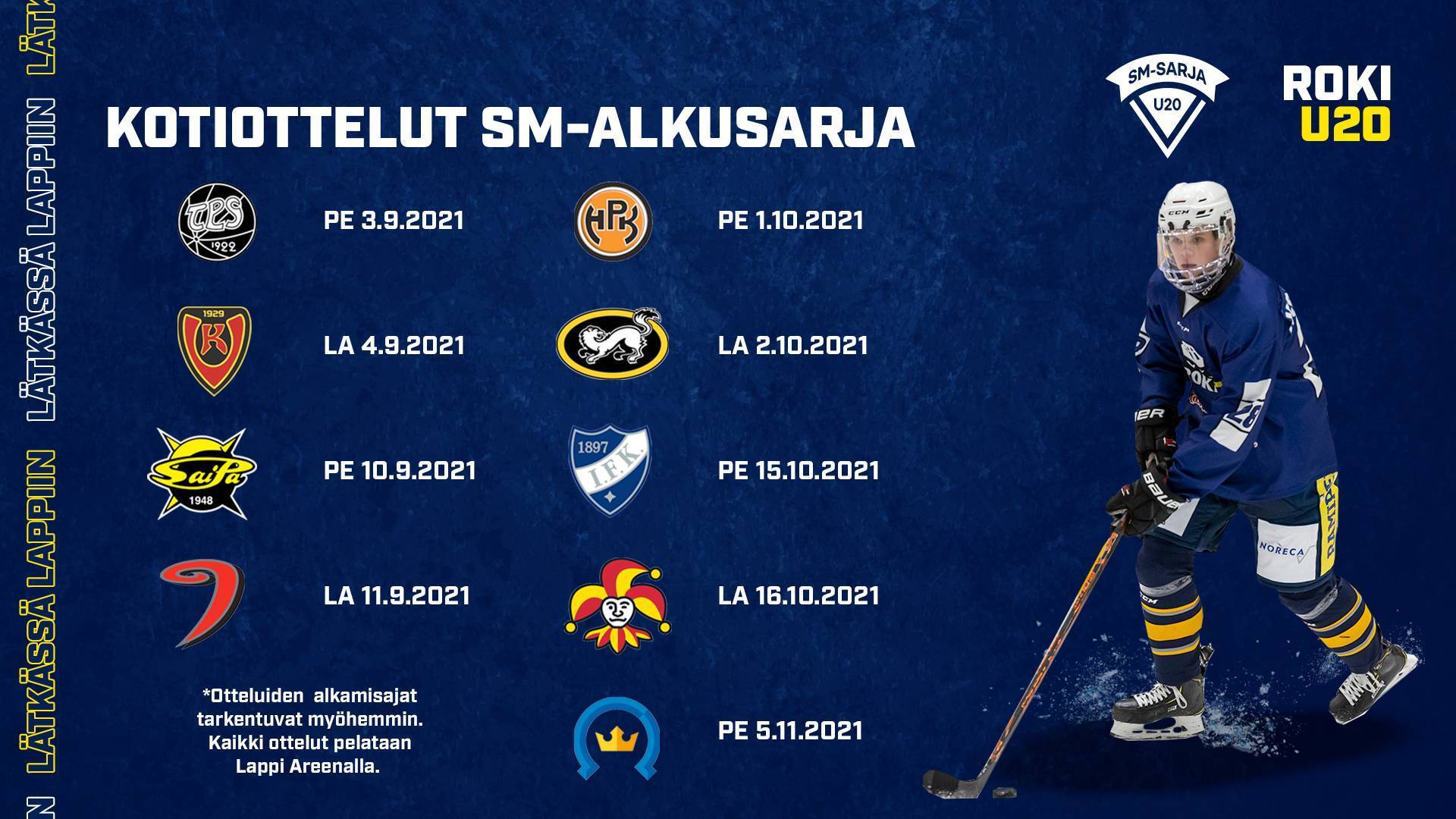 U20 SM-alkusarjan otteluohjelma julkaistu - RoKi U20 kausi käyntiin 3.9.