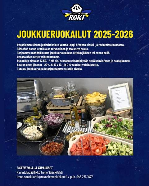 Herkulliset joukkueruokailut Lappi Areenalla!