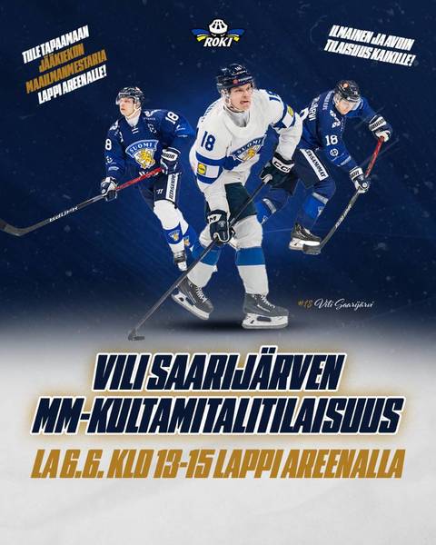 Vili Saarijärven kultamitalitilaisuus 6.6. klo 13 alkaen Lappi Areenalla