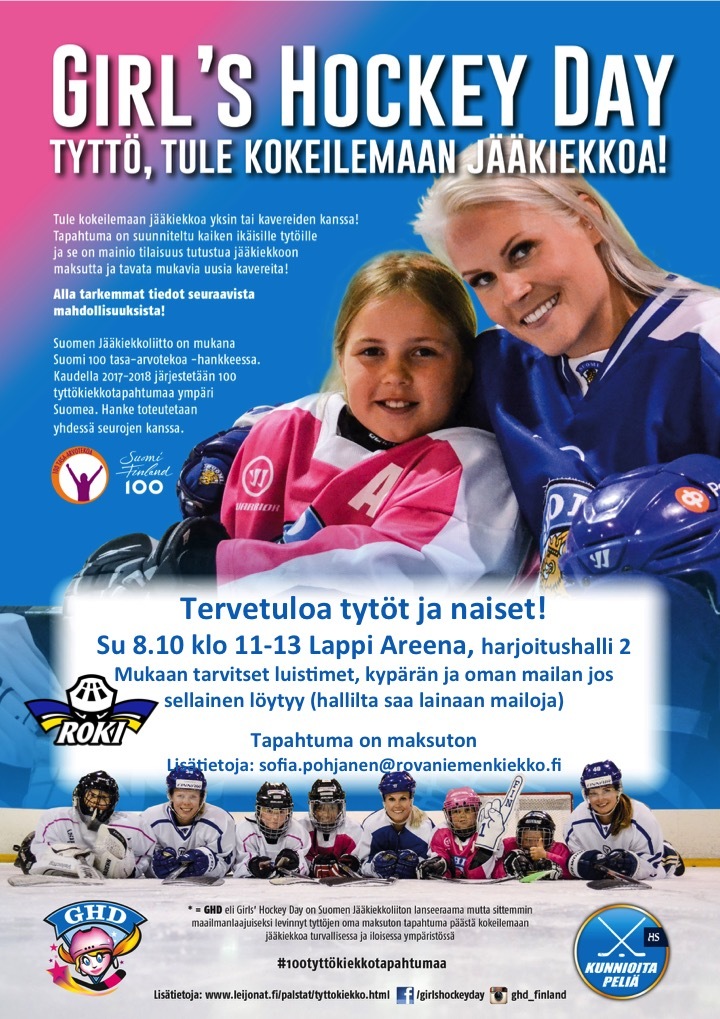 Girl's Hockey Day 8.10 klo 11-13