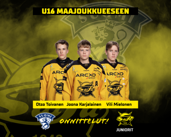 U16-maajoukkueeseen SaiPa junioreiden pelaajia