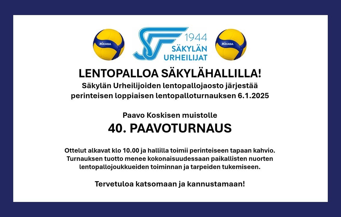 Loppiaisena pelataan 40. Paavoturnaus