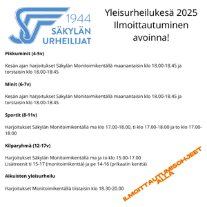 Yleisurheilukesään 2025 ilmoittautuminen