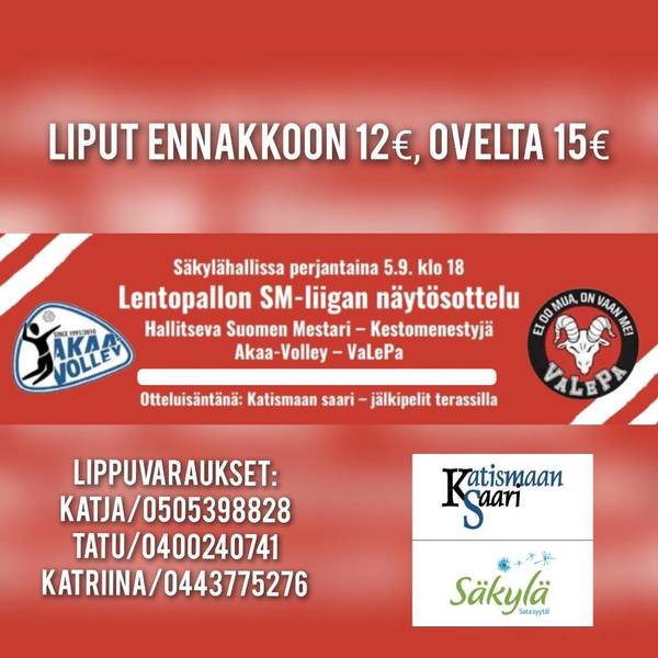 Akaa-VaLePa Mestaruusliigan näytösottelu Säkylähallilla 5.9.2025