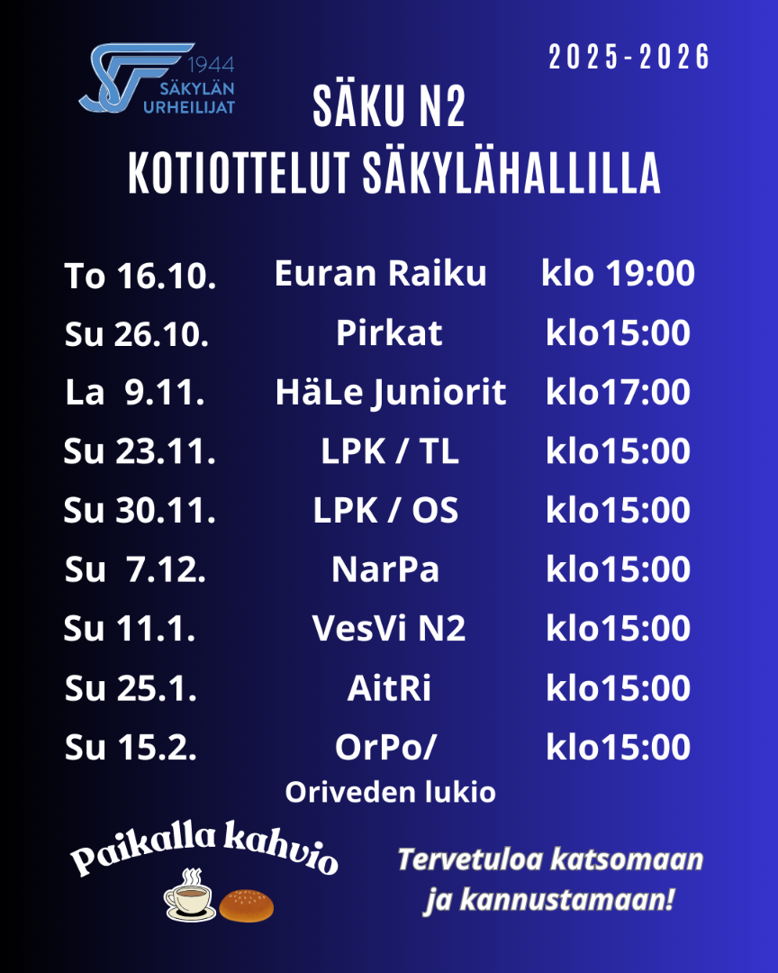 Naisten kotiottelut kaudella 2025-2026