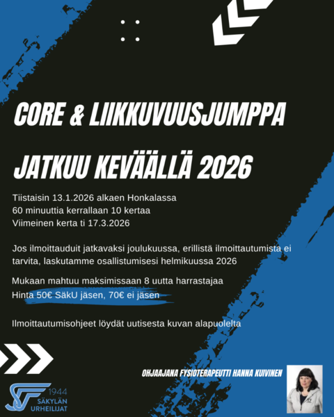 Core- ja liikkuvuusjumppa jatkuu keväällä 2026