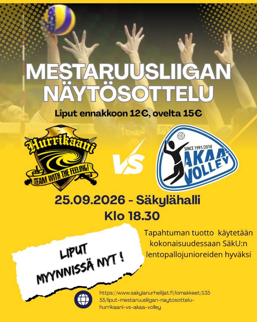 Hurrikaani vs Akaa-Volley Säkylähallissa 25.9.2026.