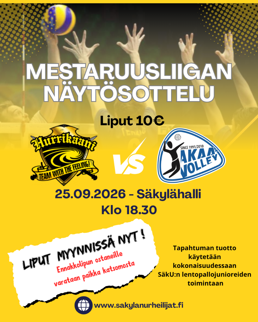 Hurrikaani vs Akaa-Volley Säkylähallissa 25.9.2026.