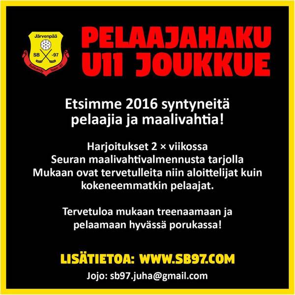 U11-kausi käynnistyi ja ilmoittautuminen 2016-syntyneille avoinna