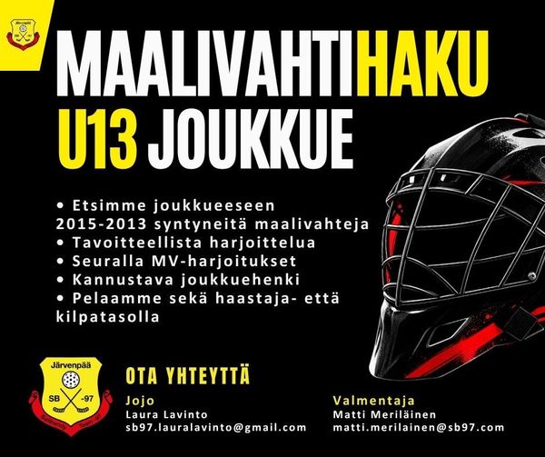 ​Maalivahtihaku / U13-joukkue