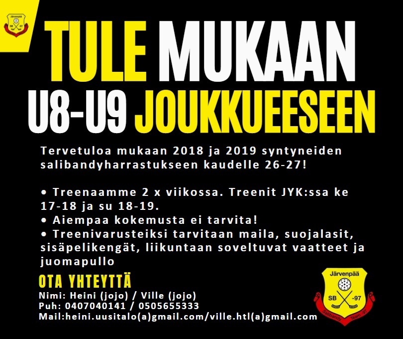 Tule mukaan U8-U9 joukkueeseen!