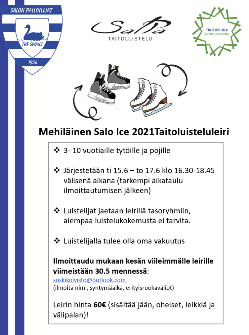 Mehiläinen Salo Ice 2021 Taitoluisteluleiri 3-10 vuotiaille