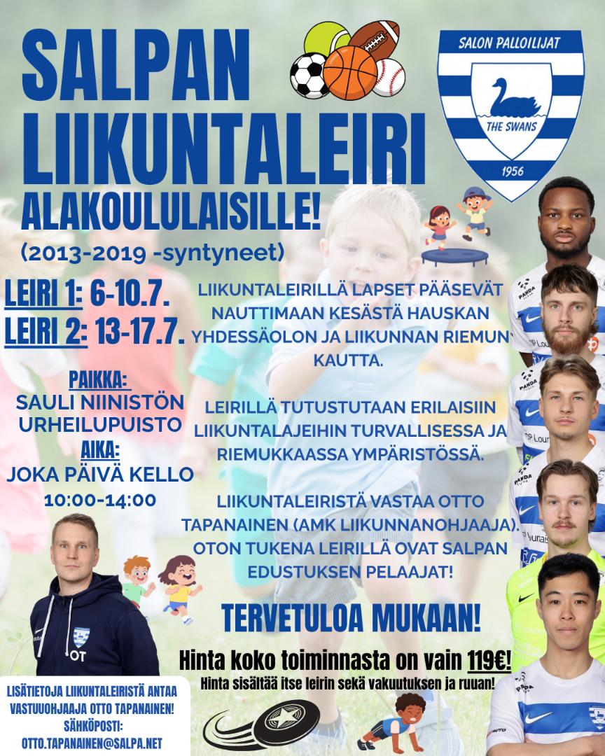 SalPa järjestää heinäkuussa liikuntaleirin alakouluikäsille!