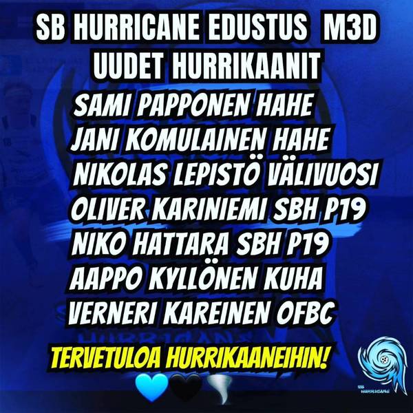 SB Hurricane miehet edustus M3D uudet Hurrikaanit!