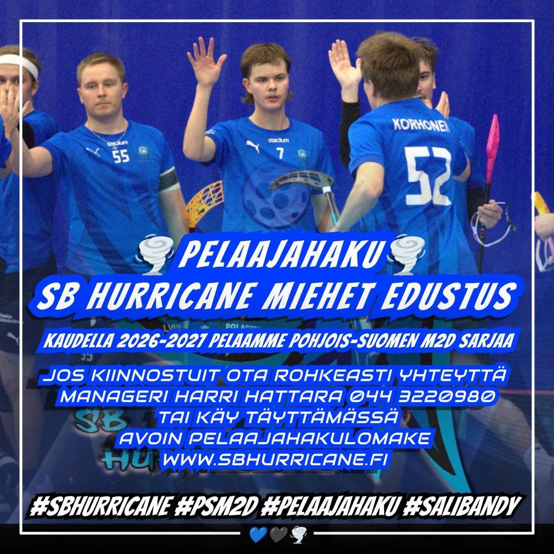 Pelaajahaku SB Hurricane miehet edustus! 💙🖤🌪 
