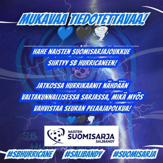 HaHen naisten Suomisarjajoukkue siirtyy SB Hurricaneen!💙🖤🌪