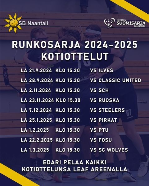 Miesten Edarin runkosarjan otteluohjelma 2024-2025