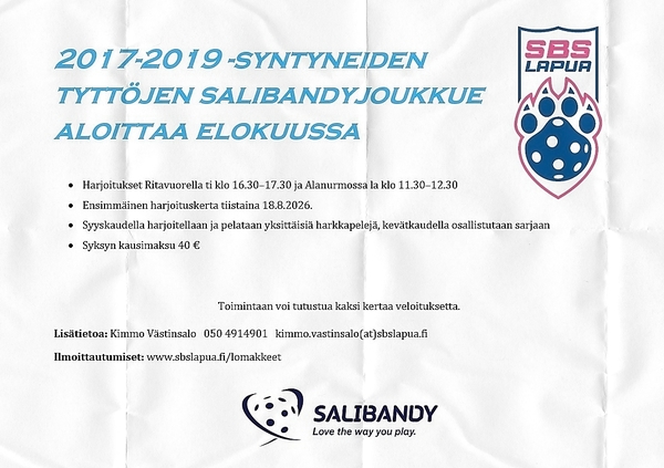 Ilmoittatuminen tyttöjen joukkueeseen alkanut