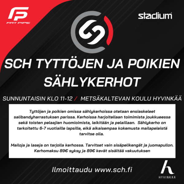 Syksyn 26-27 Tyttöjen ja poikien sählykerhojen ilmoittautuminen avattu