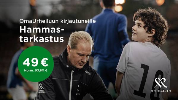 Hammastarkastus tarjous OmaUrheiluun kirjautuneille