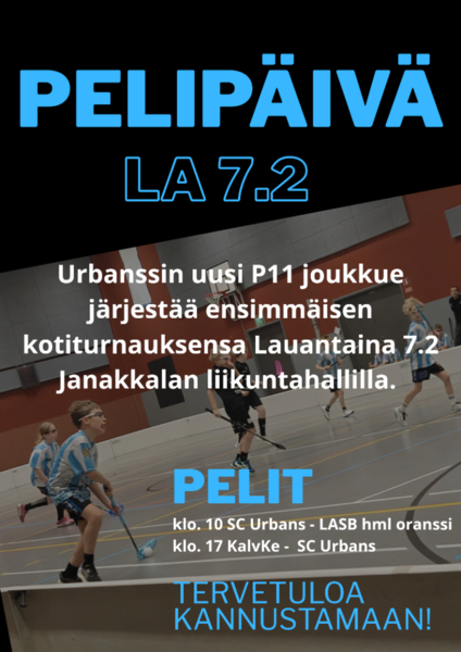 Urbanssin P11 pelaa kauden ensimmäiset kotipelit lauantaina 7.2