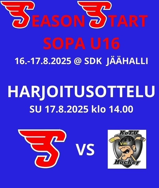 Sopa U16 Season Start harkkamatsi su 17.8. klo 14.00