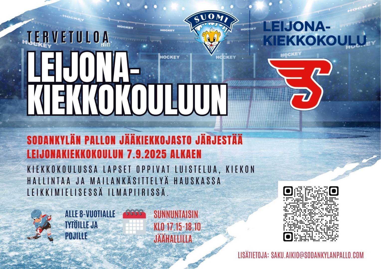 Leijonakiekkokoulu alkaa 7.9.2025
