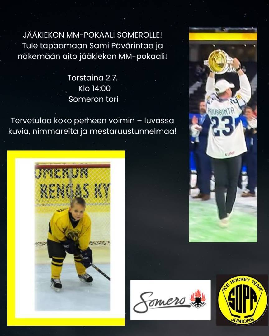 MM-Pokaali ja Sami Päivärinta Someron torilla 2.7. klo 14:00