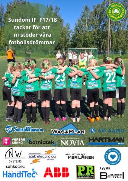 Flickor 17/18 tackar våra sponsorer