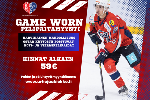 Punaiset ja valkoiset Game Worn -pelipaidat myynnissä nyt!