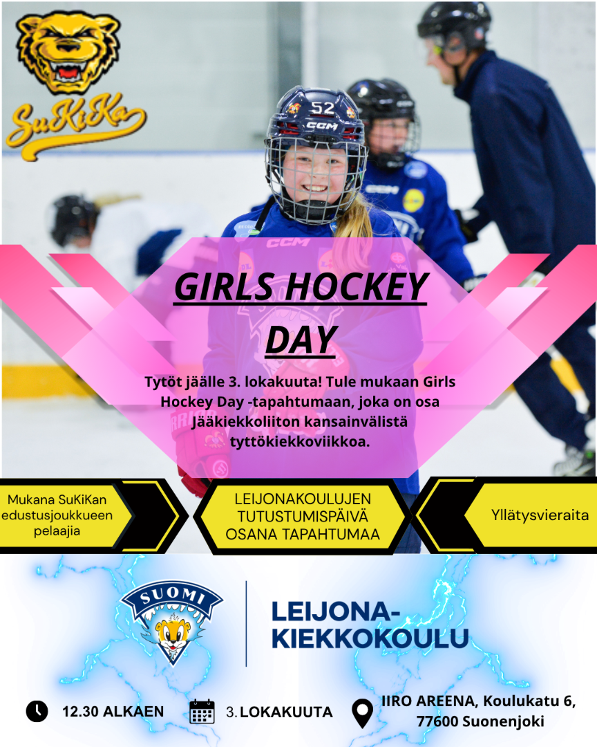 SuKiKan tyttökiekko ja leijonakoulujen tutustumispäivä 3.10 