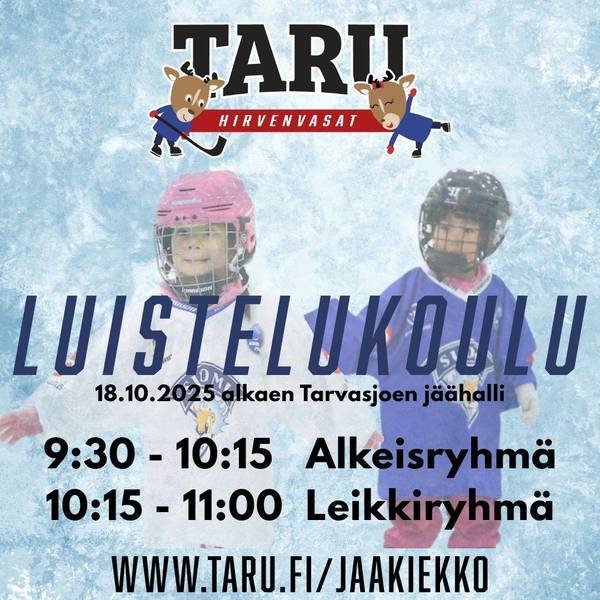 Hirvenvasojen luistelukoulu 2025-2026 info & ilmoittautuminen