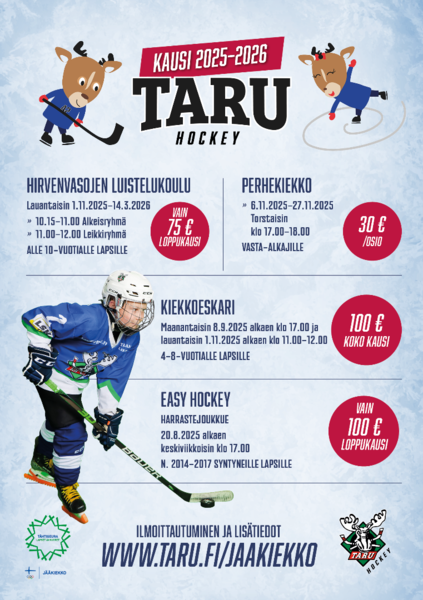Kiekko- ja luistelukoulut alle 10-vuotiaille lapsille!