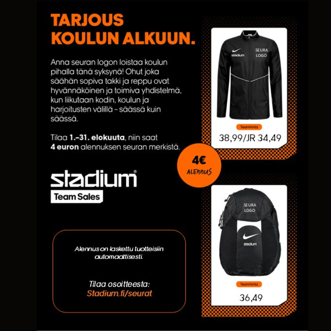 Tarjous koulun alkuun takista ja repusta
